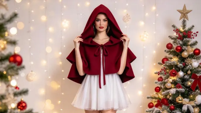 Ensembles Chaperon rouge de Noël : cape, robe et style de fête