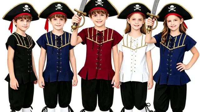 Pirate Captain Costumes for Kids: Hat, Vest and Trousers
