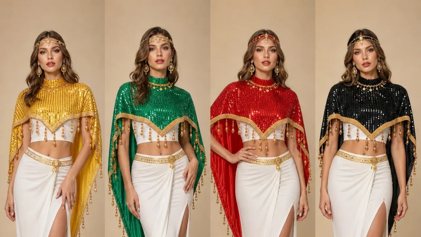 Pailletten-Schals mit Quasten: Abendglamour für Kostüm-Looks