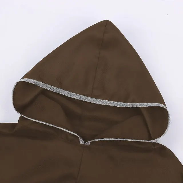 detalle de Capa vikinga con capucha para adultos, disfraz cosplay renacentista medieval 19