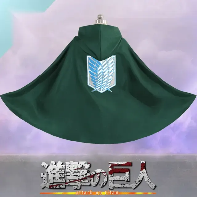 Grüner Attack on Titan Survey Corps Cosplay-Umhang im Unisex-Umhangdesign für Halloween- und Rollenspiel-Kostüme.