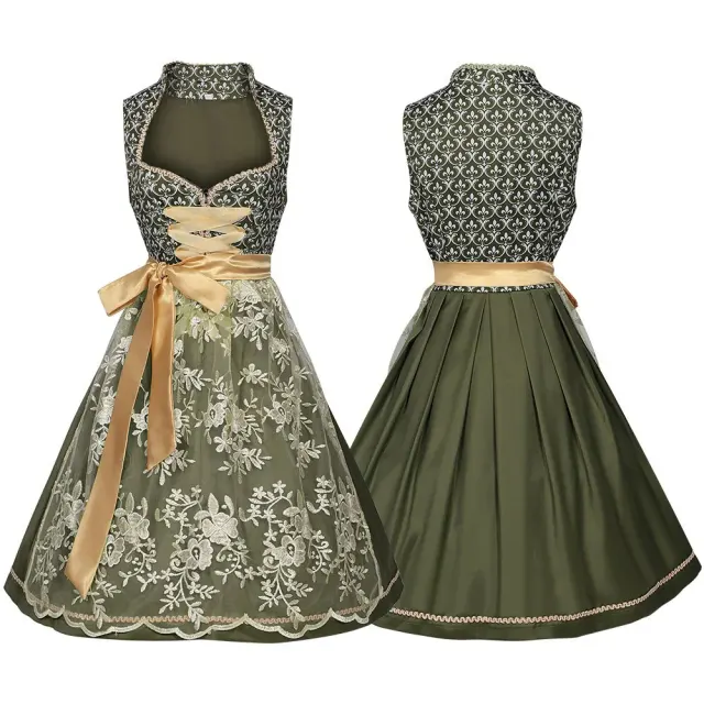 Bayerisches Oktoberfest-Latzkleid-Set für Damen Detail 2