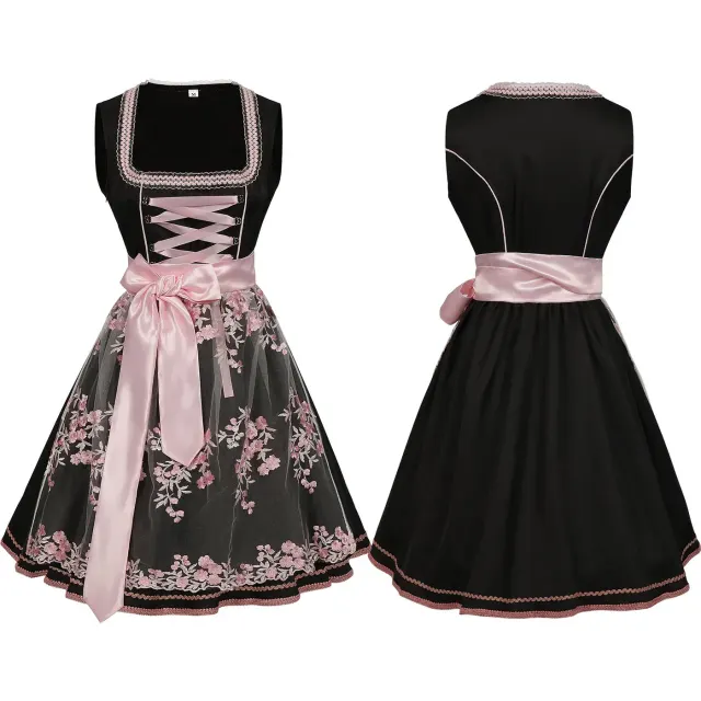 Bayerisches Oktoberfest-Latzkleid-Set für Damen Detail 3