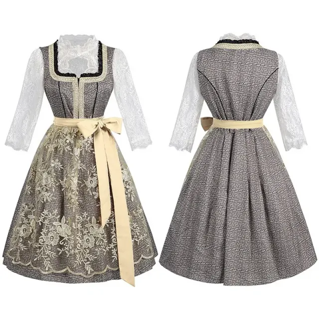 Bayerisches Oktoberfest-Latzkleid-Set für Damen Detail 9