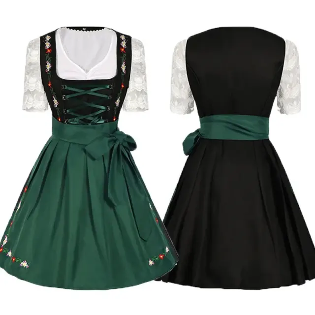 Bayerisches Oktoberfest-Latzkleid-Set für Damen Detail 10