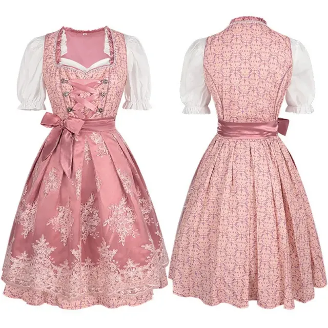 Bayerisches Oktoberfest-Latzkleid-Set für Damen Detail 11