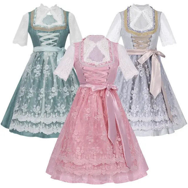 Bayerisches Oktoberfest-Latzkleid-Set für Damen Detail 16