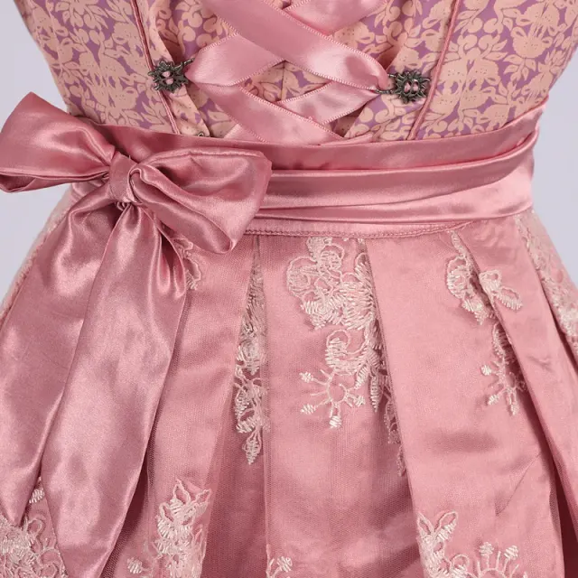 Damen-Oktoberfest-Magd-Kleid-Set mit bayerischem Print und Schnürung Detail 7