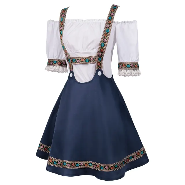 detalle de Conjunto de vestido de doncella para mujer con encaje y bloques de color para el festival de la cerveza 3