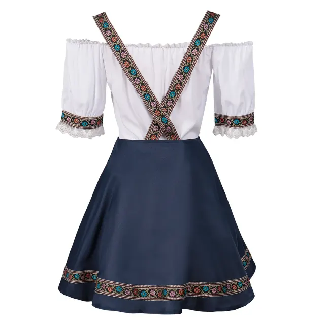 detalle de Conjunto de vestido de doncella para mujer con encaje y bloques de color para el festival de la cerveza 4