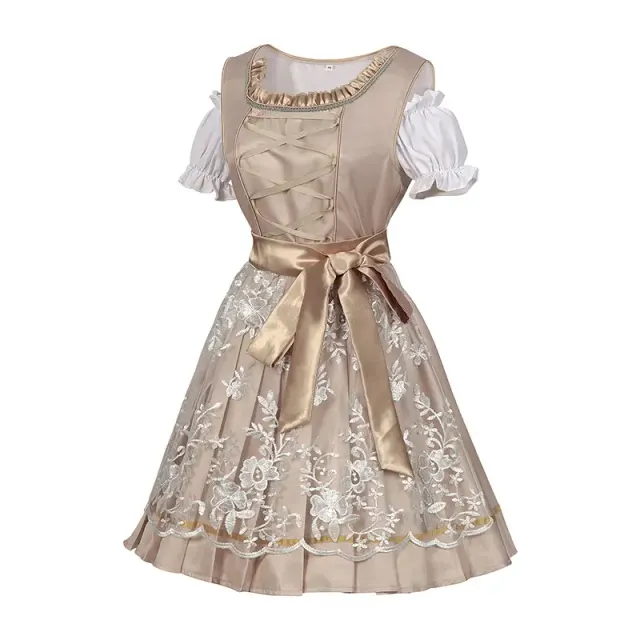 detalle de Conjunto de vestido de doncella para mujer con encaje y bloques de color para el festival de la cerveza 8