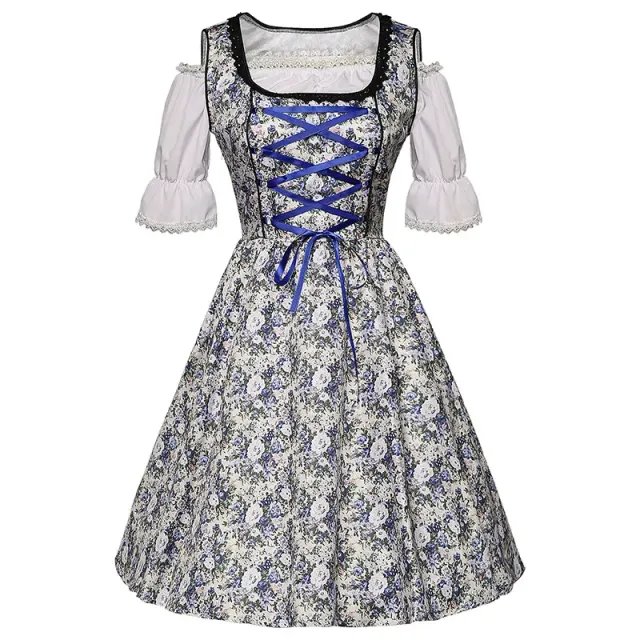 detalle de Conjunto de vestido de doncella para mujer con encaje y bloques de color para el festival de la cerveza 10