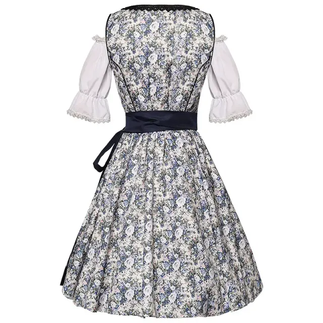 detalle de Conjunto de vestido de doncella para mujer con encaje y bloques de color para el festival de la cerveza 12