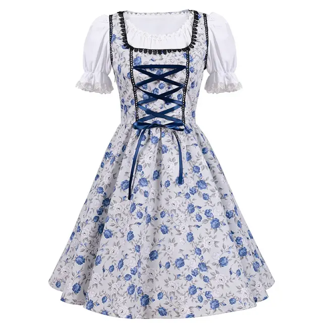 detalle de Conjunto de vestido de doncella para mujer con encaje y bloques de color para el festival de la cerveza 16