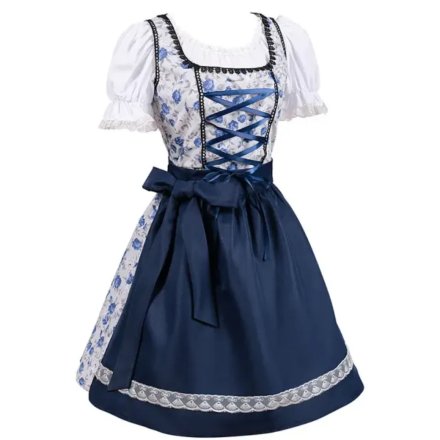 detalle de Conjunto de vestido de doncella para mujer con encaje y bloques de color para el festival de la cerveza 17