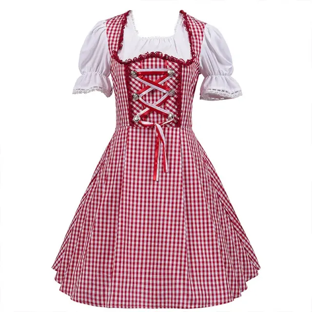 detalle de Conjunto de vestido de doncella para mujer con encaje y bloques de color para el festival de la cerveza 19