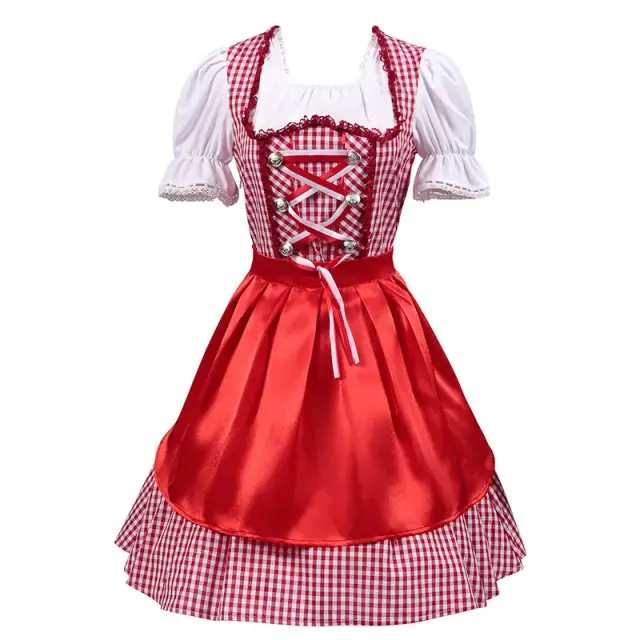 detalle de Conjunto de vestido de doncella para mujer con encaje y bloques de color para el festival de la cerveza 20