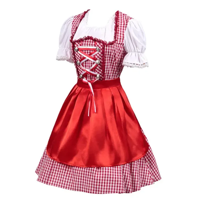 detalle de Conjunto de vestido de doncella para mujer con encaje y bloques de color para el festival de la cerveza 21