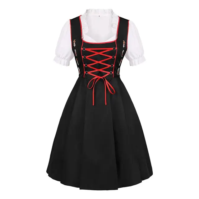 detalle de Conjunto de vestido de doncella para mujer con encaje y bloques de color para el festival de la cerveza 24