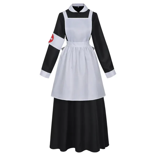 Costume cosplay d'infirmière noir et blanc, tenue de scène pour Halloween détail 2