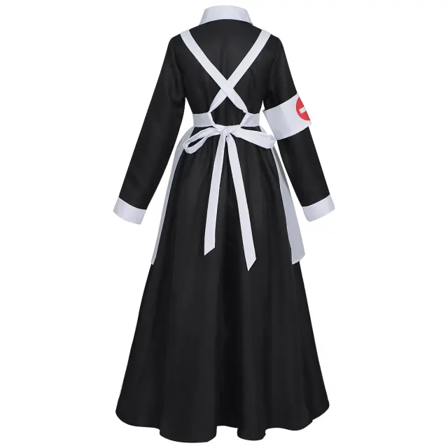 Costume cosplay d'infirmière noir et blanc, tenue de scène pour Halloween détail 4