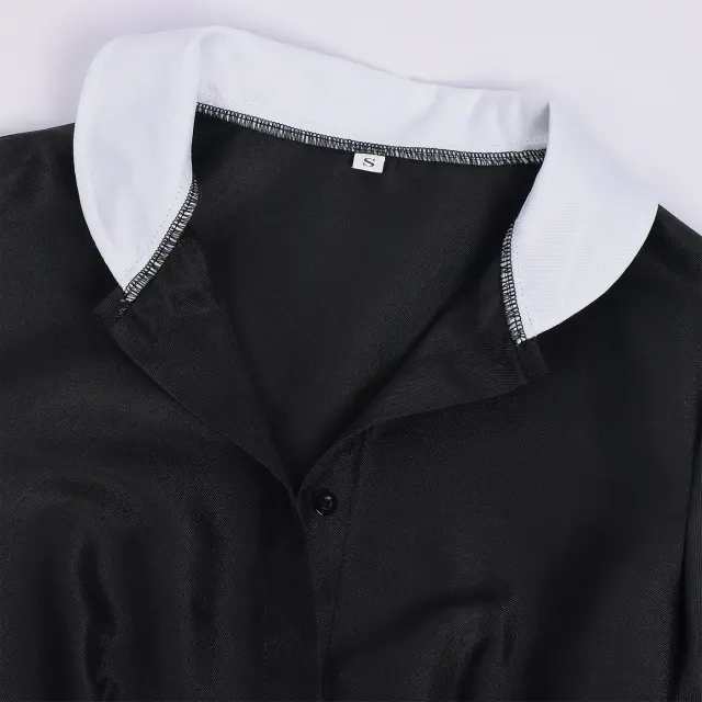 Costume cosplay d'infirmière noir et blanc, tenue de scène pour Halloween détail 7