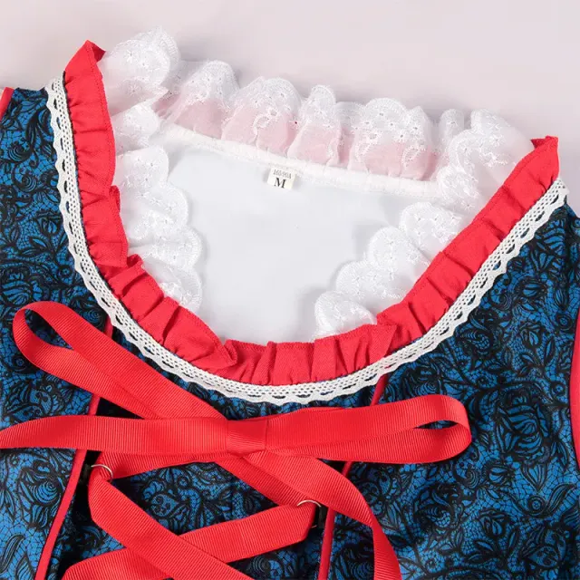 Women's Blue Bavarian Beer Maid Lolita Cosplay Dress with Apron detail 4