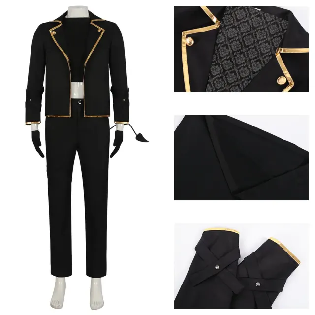 Conjunto completo de cosplay de Mikage Reo con temática de demonio de Blue Lock, mostrado como un atuendo completo del personaje.