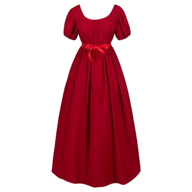 Robe de bal Régence Bridgerton à taille haute, costume cosplay victorien détail 1