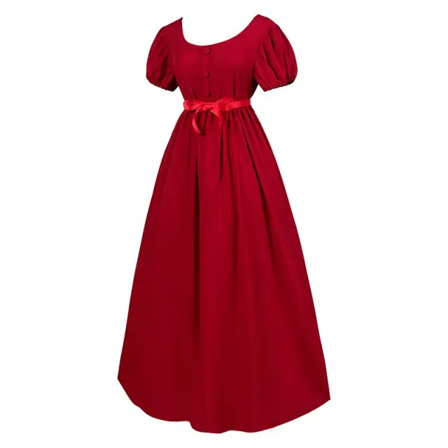 Robe de bal Régence Bridgerton à taille haute, costume cosplay victorien détail 2