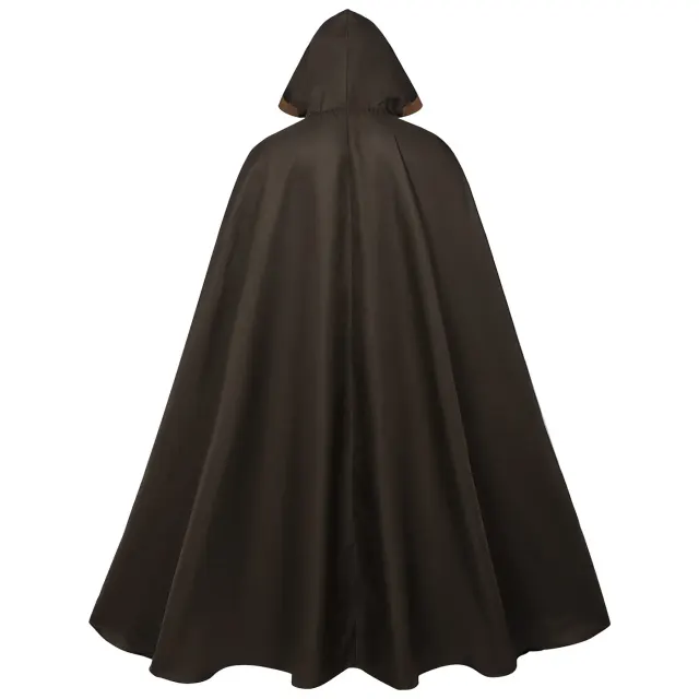 Dunkler Cosplay-Umhang mit Kapuze und Schnürung für Damen und Herren Detail 2