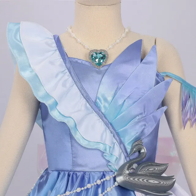 蛋仔派对海瑟天鹅之羽缎面 Cosplay 连衣裙，成人及儿童款 详情 6