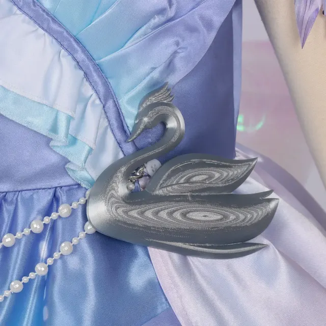 蛋仔派对海瑟天鹅之羽缎面 Cosplay 连衣裙，成人及儿童款 详情 10