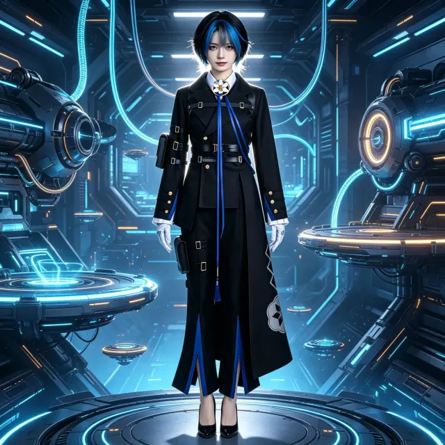 Cosplay-Uniform des Spielcharakters Esper Daffodil mit langen Ärmeln und schlichtem, elegantem Stil.