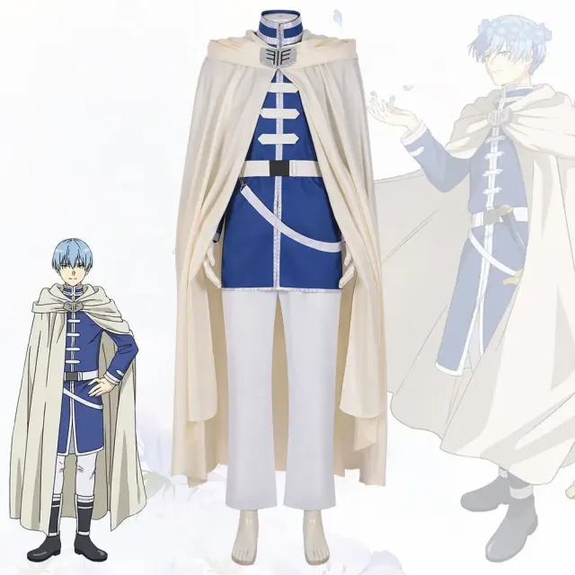 Das Hauptbild zeigt das Frieren Himmel Cosplay-Kostüm-Set mit einer Twin-Tail-Perücke und Elfenohren.