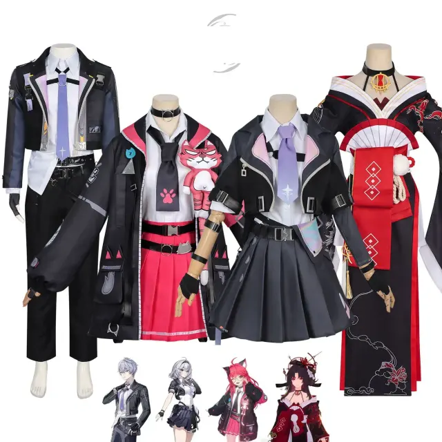 Costume cosplay d'utilisateur de pouvoir inspiré d'un jeu, avec un design à manches longues en tissu de laine uniforme et uni.