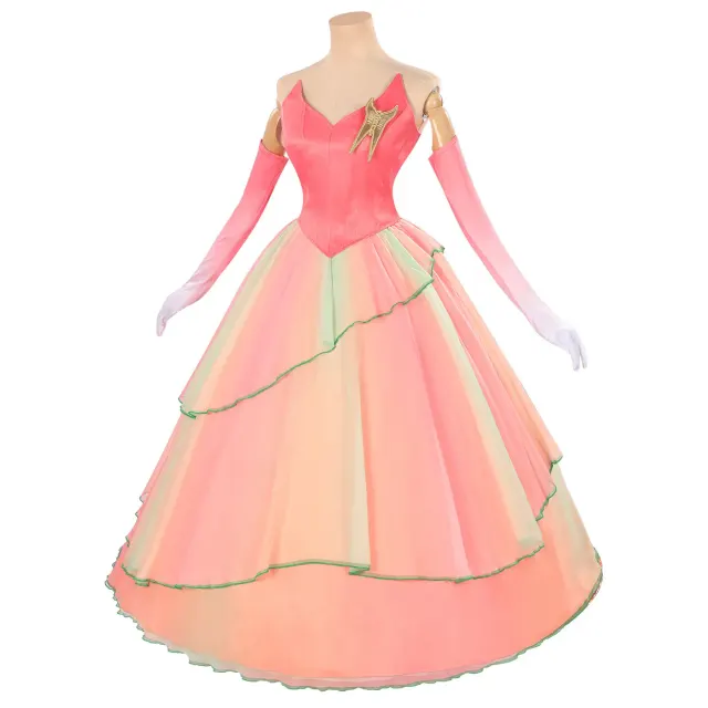 Robe cosplay de princesse rose inspirée de Glinda pour Halloween détail 2
