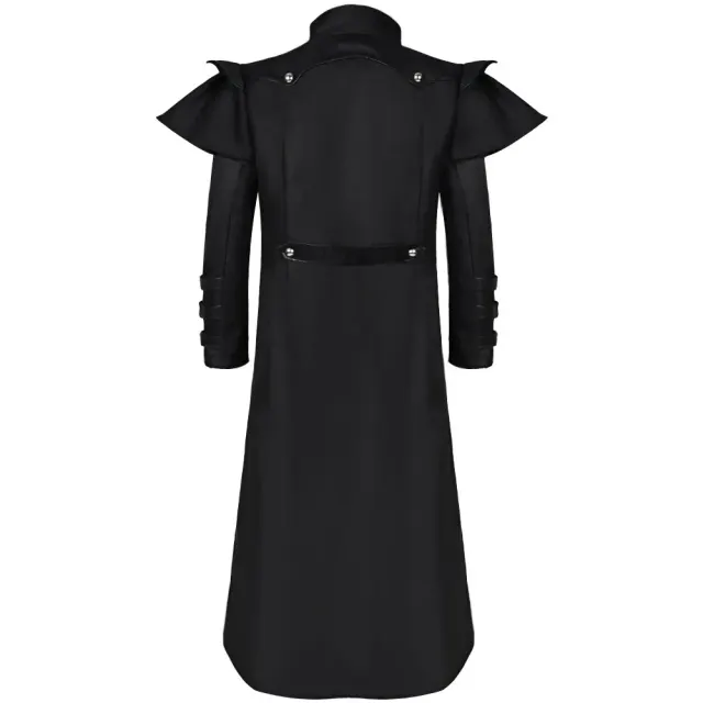 Long trench-coat gothique à fente zippée pour cosplay d'Halloween détail 3