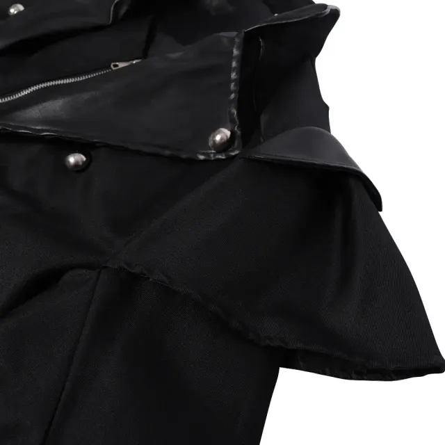 Long trench-coat gothique à fente zippée pour cosplay d'Halloween détail 5