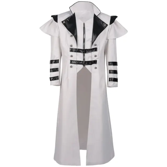 Long trench-coat gothique à fente zippée pour cosplay d'Halloween détail 9
