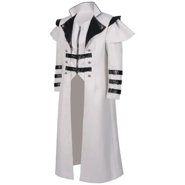 Long trench-coat gothique à fente zippée pour cosplay d'Halloween détail 10