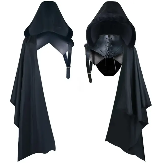 Costume cosplay gothique de faucheuse vampire avec cape à une épaule détail 1