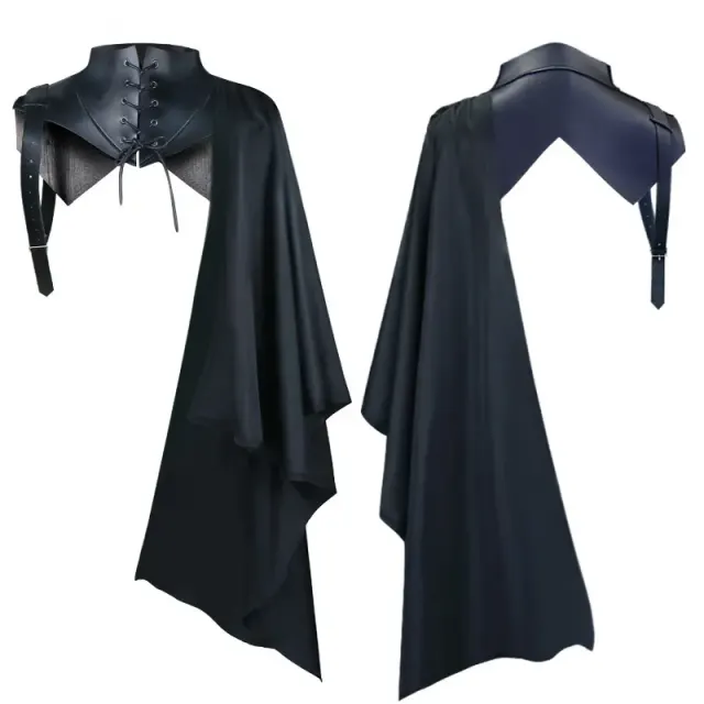Costume cosplay gothique de faucheuse vampire avec cape à une épaule détail 2