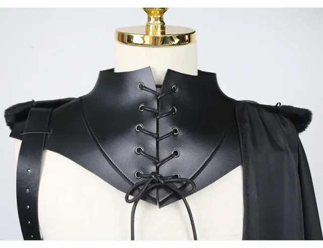 Costume cosplay gothique de faucheuse vampire avec cape à une épaule détail 3
