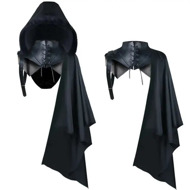 Cape gothique de faucheuse à une épaule disponible en versions avec et sans capuche pour les costumes de cosplay d'Halloween et les performances scéniques.