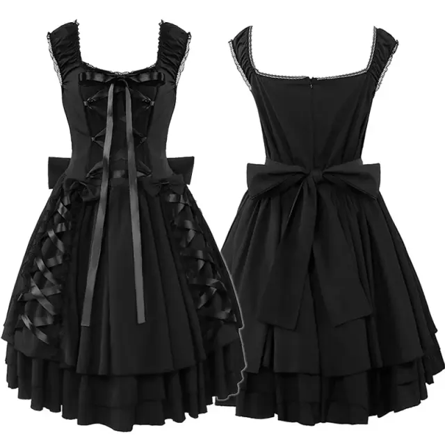 Robe de soubrette gothique au design d'inspiration vintage, présentée pour Halloween, la Renaissance et le cosplay.