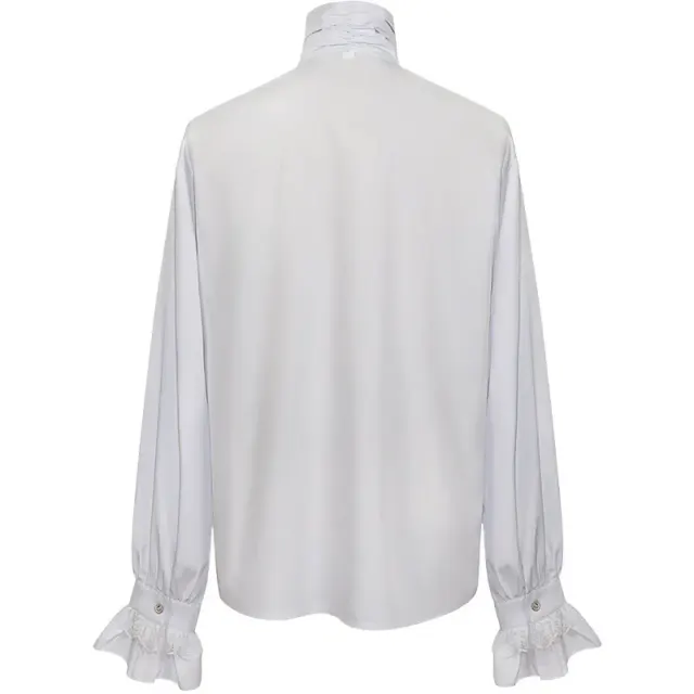 Chemise à volants gothique à col montant et cravate pour costume de scène détail 4