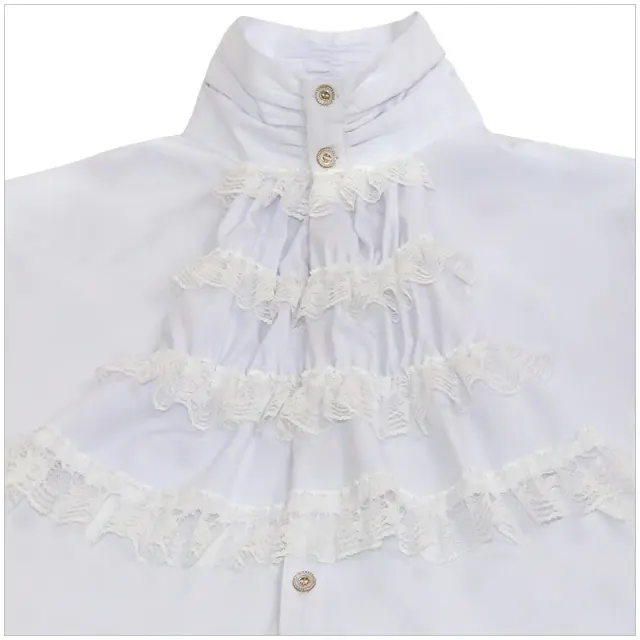 Chemise à volants gothique à col montant et cravate pour costume de scène détail 5