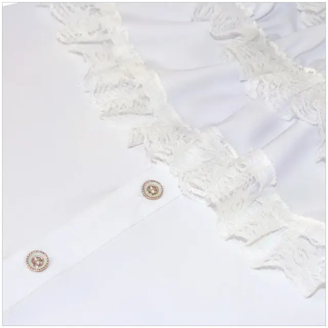 Chemise à volants gothique à col montant et cravate pour costume de scène détail 6