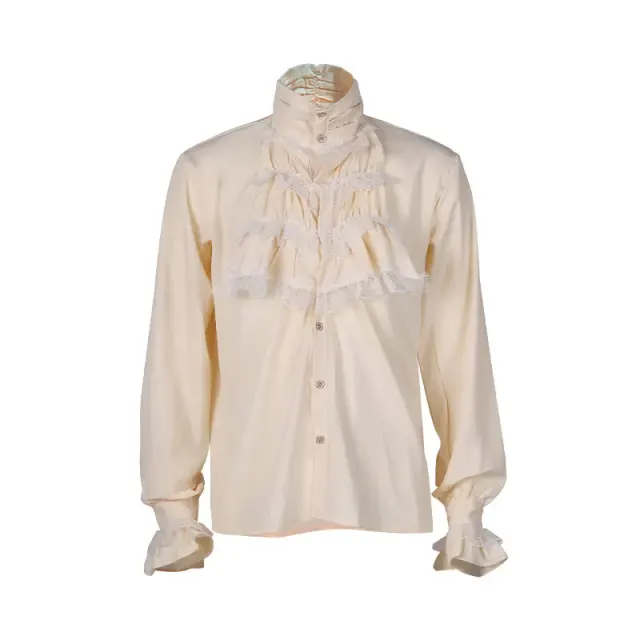 Chemise à volants gothique à col montant et cravate pour costume de scène détail 8